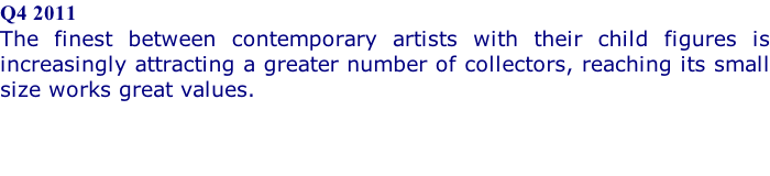 Q4 2011 The finest between contemporary artists with their child figures is increasingly attracting a greater number of collectors, reaching its small size works great values.